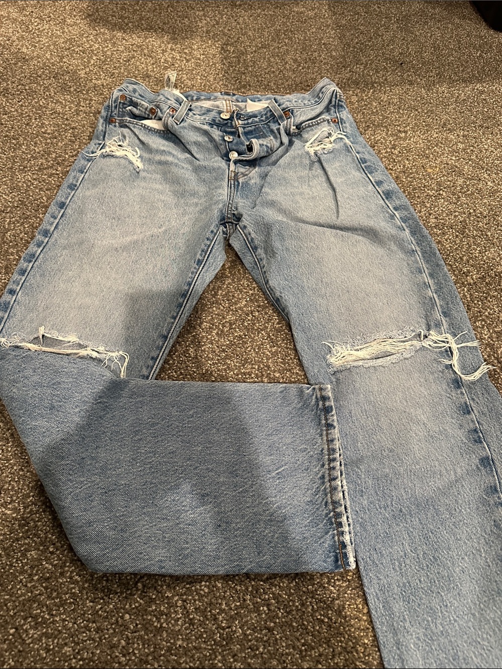 Levi's Light Blue Distressed Straight Leg Jeans